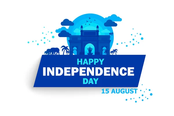 Feliz Día Independencia India Para Agosto Famoso Monumento India Fondo — Vector de stock