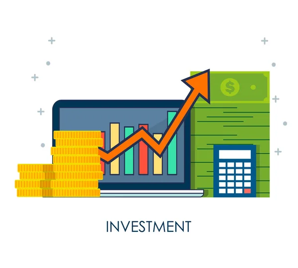 Concept Augmentation Des Revenus Retour Sur Investissement Élevé Icône Plate — Image vectorielle