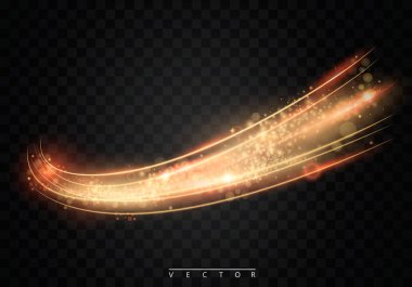 Soyut vektör sihirli parlayan yıldız ışığı efekti neon ile eğik çizgiler bulanık. Bokeh ile parlak toz yıldız izi. Özel beyaz ve altın Noel üzerinde etkisi şeffaf arka plan. Vektör Eps10