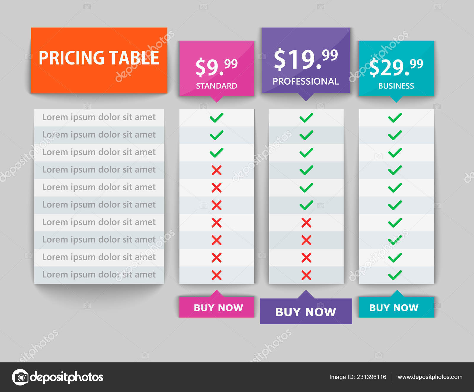 Creative Table Chart Design