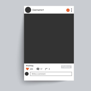 Fotoğraf çerçevesi instagram arkadaşlar Internet paylaşımı için ilham. Tasarımınızda kullanmak için fotoğraf çerçevesi boş sosyal ağ. Vektör şablon Eps 10