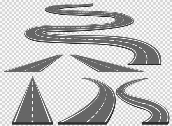 Set Roads Road Bends Vector Illustrations Eps10 — Stock Vector