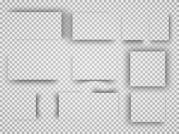 Ombres Vectorielles Isolées Diviseur Page Avec Ombres Transparentes Isolées Ensemble — Image vectorielle