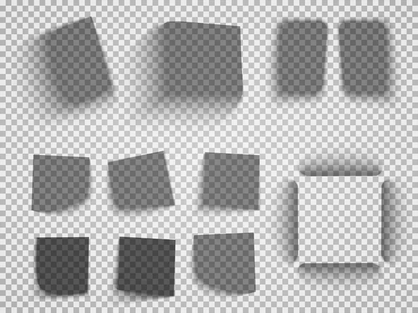 Vector Schaduwen Geïsoleerd Schaduweffecten Transparante Papier Objecten Doos Vierkante Schaduwen — Stockvector