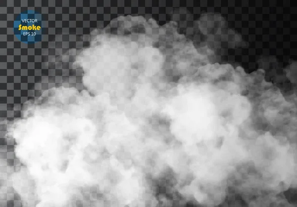 Niebla Humo Aislado Efecto Especial Transparente Nubosidad Del Vector Blanco — Vector de stock