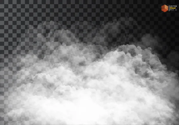 Fog Smoke Isolated Transparent Special Effect White Vector Cloudiness Mist — Stock Vector