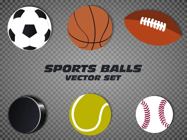 Sports balls vector set. basketball, soccer, tennis, football, baseball, hockey. On a transparent background