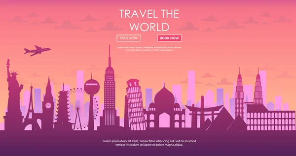 Viajar Para Mundo Férias Viagem Mundo Turismo Banner Viagem Ilustração —  Vetores de Stock