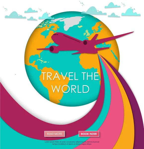 Ταξιδέψτε Στον Κόσμο Διακοπές Ταξίδι Στον Κόσμο Τουρισμού Ταξίδια Πανό — Διανυσματικό Αρχείο