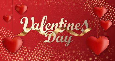 Sevgiliye arka plan tebrik kartı tasarım şablonu. Parti poster, afiş veya davet altın ışıltılı konfeti glitter dekorasyon yıldız. Altın hediye yay ile vektör arka plan