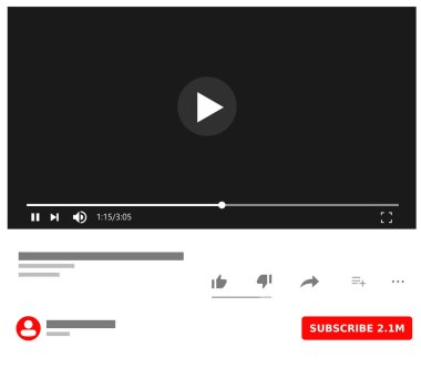 Multimedya oynatıcı sosyal medya. Socisl medya. Abone. Vektör çizim. EPS 10