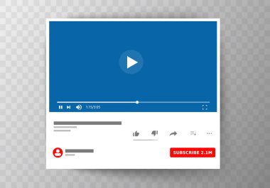 Multimedya oynatıcı sosyal medya. Socisl medya. Abone. Vektör çizim. EPS 10