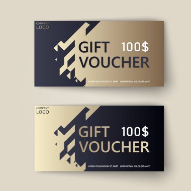 Vektör lüks hediye çeki ayarlayın. Zarif bir festival hediye kartı, kupon ve sertifika şablonu. İndirim kupon şablonu. Vektör çizim Eps10
