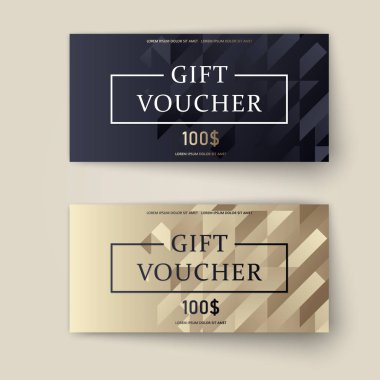 Vektör lüks hediye çeki ayarlayın. Zarif bir festival hediye kartı, kupon ve sertifika şablonu. İndirim kupon şablonu. Vektör çizim Eps10