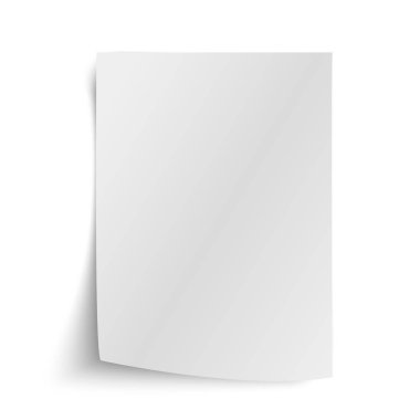 Gerçekçi boş beyaz A4 sayfa şablonu ile beyaz arka plan üzerinde yumuşak gölgeler. Vektör çizim Eps10