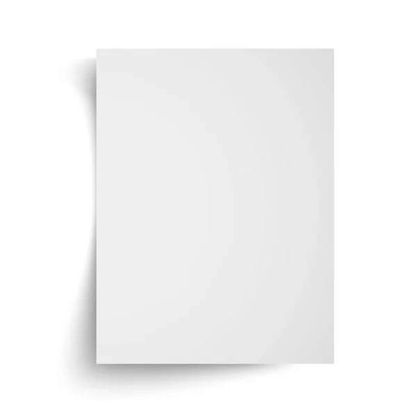 Modello di foglio A4 bianco realistico con ombre morbide su sfondo bianco. Illustrazione vettoriale EPS10 — Vettoriale Stock