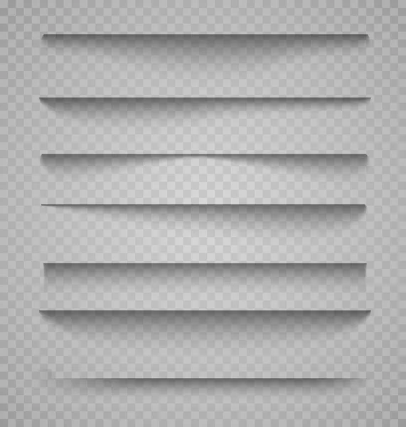 Vector shadows isolated. Page divider with transparent shadows isolated. Set of shadow effects. Transparent shadow realistic illustration