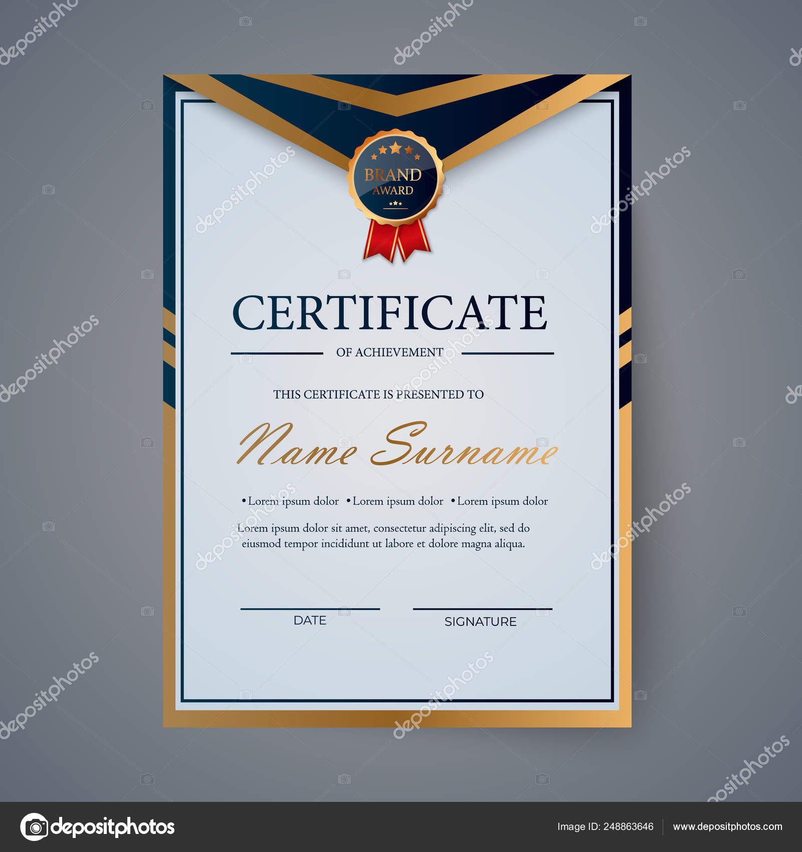 Certificate of appreciation, award diploma design template Intended For Award Certificate Design Template