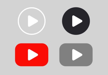 Set düğmesi video oynatıcı sosyal medya. Vektör illüstrasyon EPS 10