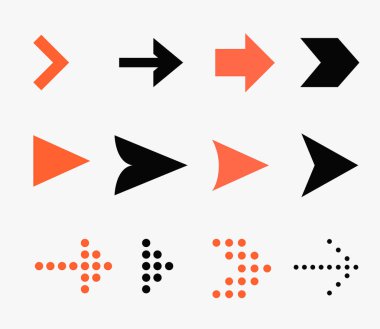 Ok Simgesi vektör seti. Web navigasyon tasarım öğeleri için vektör işaretçileri simgeleri. Vektör illüstrasyon Eps 10