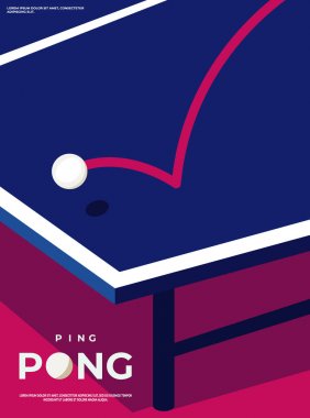 Ping pong Poster Şablonu. Masa ve ping-pong için raketler. Vektör illüstrasyon Eps10