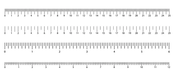 サイズ別の単位距離指標のセット。抽象的なグラフィック要素。ベクトル図 — ストックベクタ