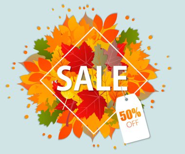 Sonbahar satış vektör tasarımı. Posterlerini açmaları, afiş, el ilanları, sunumlar, raporlar için şablon. Vektör çizim şablonu.