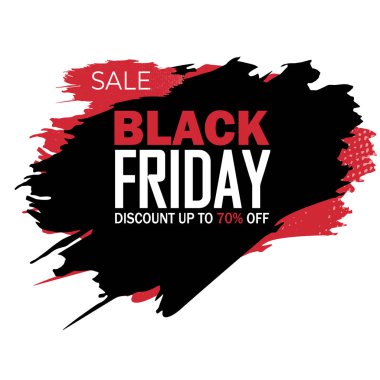 Black Friday satış yazıt tasarım şablonu. Kara Cuma bayrağı. 70'e kadar kapalı. Özel teklif. Vektör illüstrasyon Eps10