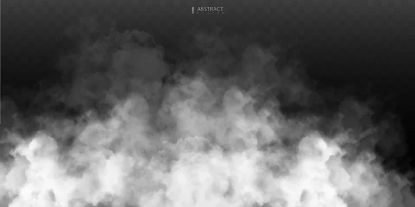Nebel oder Rauch isolieren transparente Spezialeffekte. weißer Vektor Trübung, Nebel Smog Hintergrund. Illustration — Stockvektor