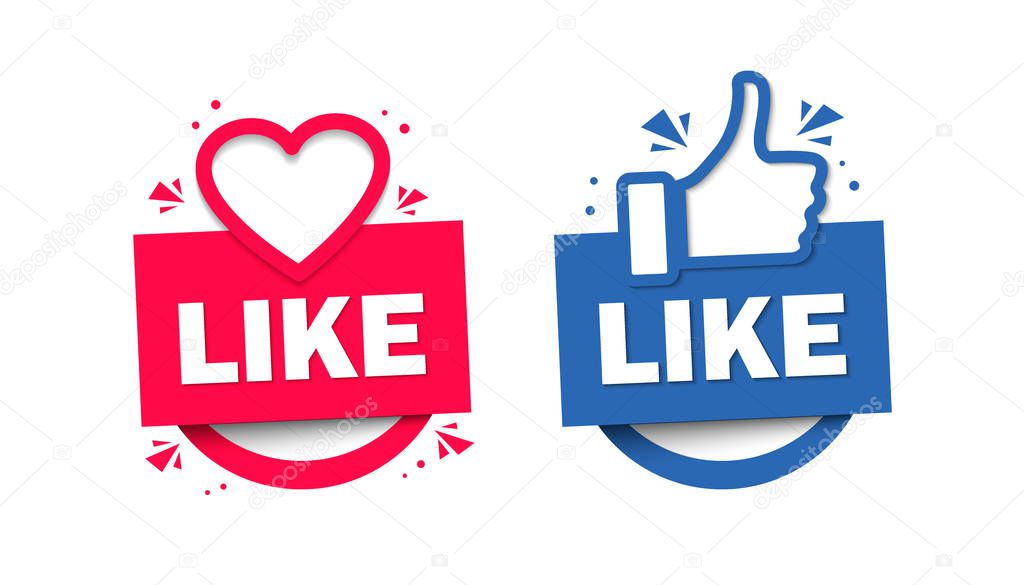 Like and Dislike. Design Elements for Marketing, Business, Advertisement, Social Network. Vector Flat Icons on White Background