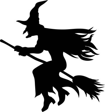 Süpürge sapındaki bir cadının silueti