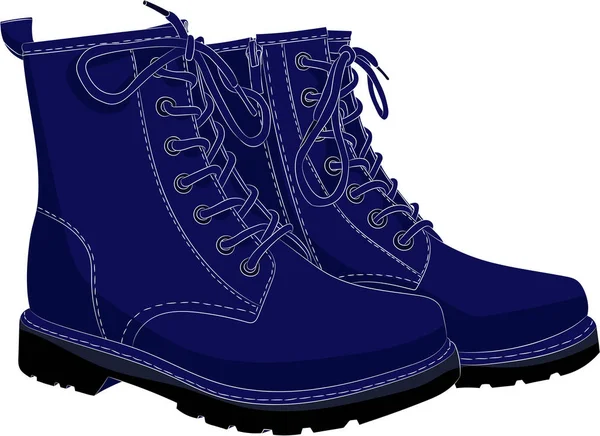 Botas azul isolado no branco — Vetor de Stock