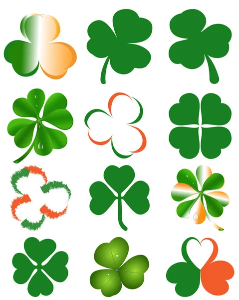 Set klaverblaadjes-symbool van de dag van de St. Patrick's Day — Stockvector