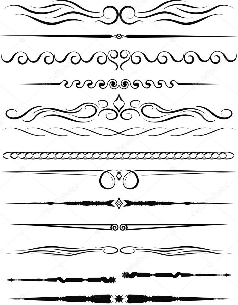 Set of ornamental borders and vintage page dividers