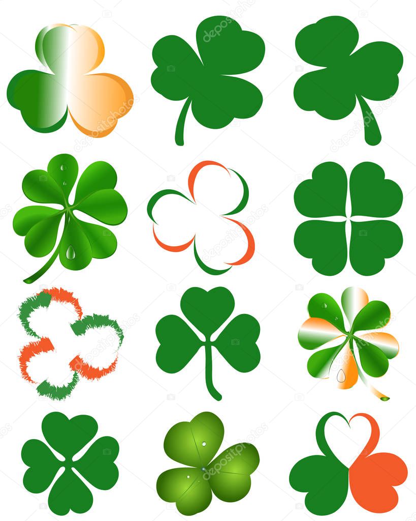 Set of clover leaves - St. Patrick's day symbol