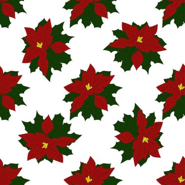 Noel Poinsettia Dikişsiz desen