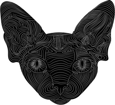 Bir Sphynx kedisinin stilize kafası etnik bir örüntüdür.