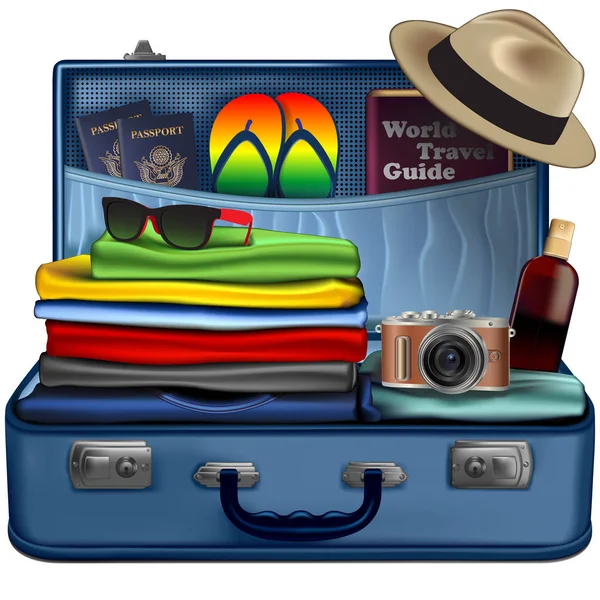 Conjunto de coisas necessárias para uma viagem de férias — Vetor de Stock