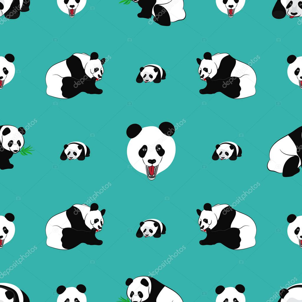 Seamless pattern of Panda bear