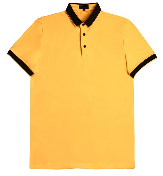 Желтая Рубашка Поло Белом Фоне — стоковое фото