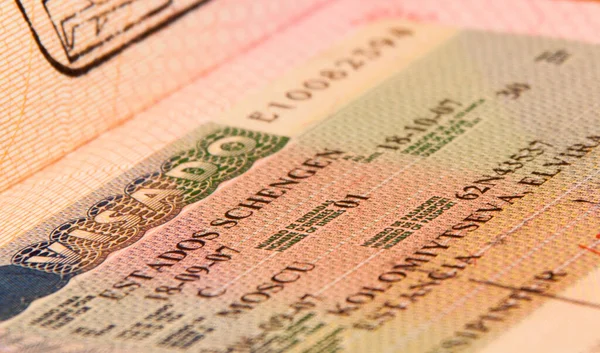 Visa Schengen Passeport Gros Plan Sur Fond Blanc — Photo