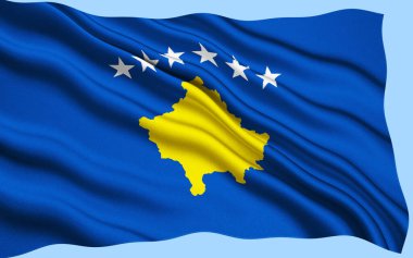 Kosova Cumhuriyeti bayrağı, Kosova Cumhuriyeti 'nin 17 Şubat 2008' de Sırbistan 'dan bağımsızlık ilanından hemen sonra Kosova Meclisi tarafından kabul edildi..