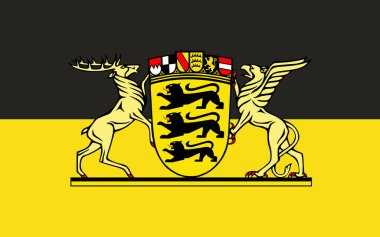Baden-Wurttemberg bayrağı Almanya toprakları. Başkent - Stuttgart şehri