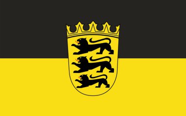 Baden-Wurttemberg bayrağı Almanya toprakları. Başkent - Stuttgart şehri