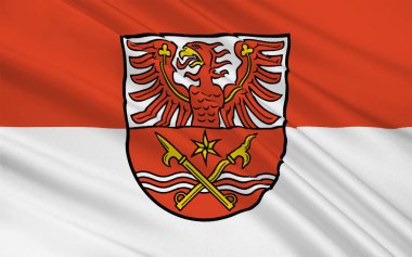 Markisch-Oderland bayrağı, Almanya 'da Brandenburg eyaletinde yer alan bir şehirdir. 3d illüstrasyon