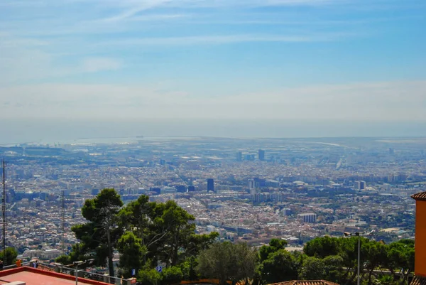 Panoráma Város Barcelona Mount Tibidabo — Stock Fotó