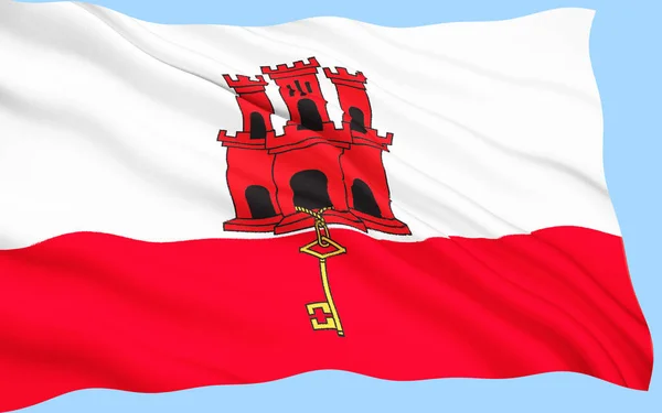 Flag Gibraltar Coat Arms Gibraltar Granted Royal Warrant Queen Isabella — Stock Photo, Image