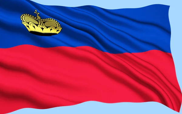 Bandeira Liechtenstein Adotada Outubro 1921 Depois Ser Oficialmente Consagrada Constituição — Fotografia de Stock