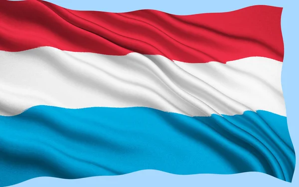 Bandera Luxemburgo Con Textura Superficie Tela Fondo Blanco — Foto de Stock