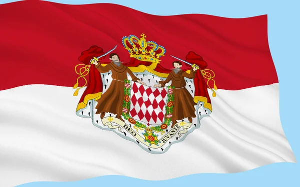 Monacói Hercegség Nemzeti Zászlaja Legalább 1339 Óta Grimaldi Ház Címeres — Stock Fotó